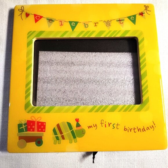 My First Birthday Photo Frame 4X6 Picture Holder CR Gibson Turtle Yellow Design - Picture 1 of 16